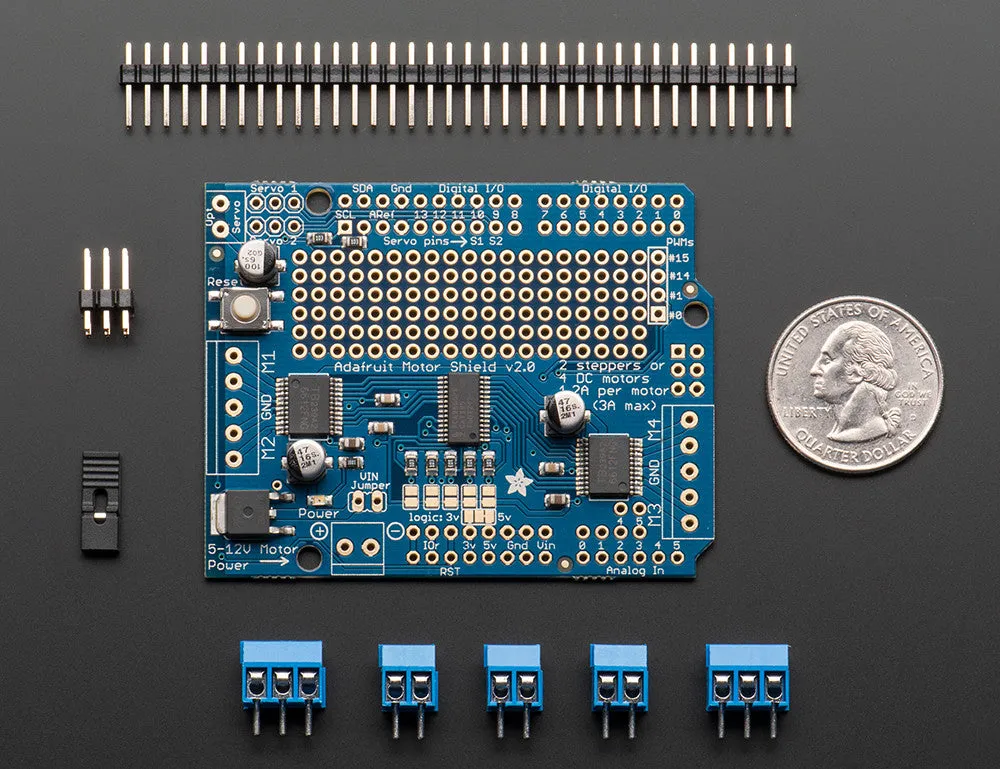 Adafruit Motor/Stepper/Servo Shield for Arduino v2 Kit (v2.3)