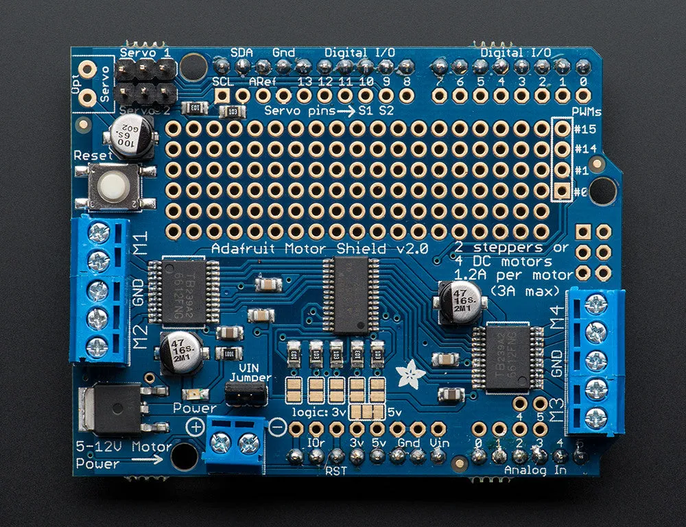 Adafruit Motor/Stepper/Servo Shield for Arduino v2 Kit (v2.3)