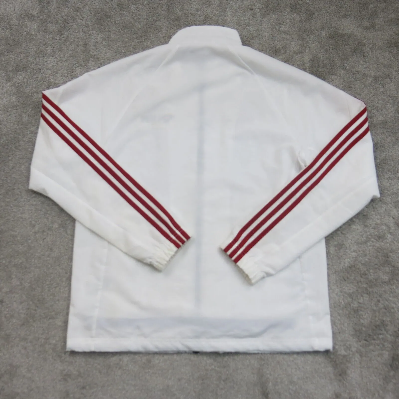 Adidas Womens Full Zip Up Logo Track Jacket Long Sleeves White Red Size Medium