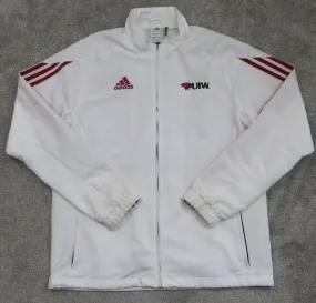 Adidas Womens Full Zip Up Logo Track Jacket Long Sleeves White Red Size Medium