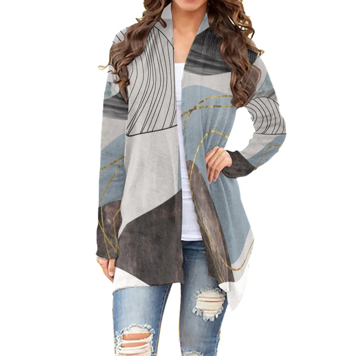 All-Over Print Women's Cardigan With Long Sleeve 184