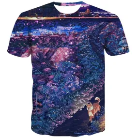 Animal T-shirt Men Flower Shirt Print Colorful Tshirts Casual Graffiti T-shirts Graphic Harajuku Tshirt Anime