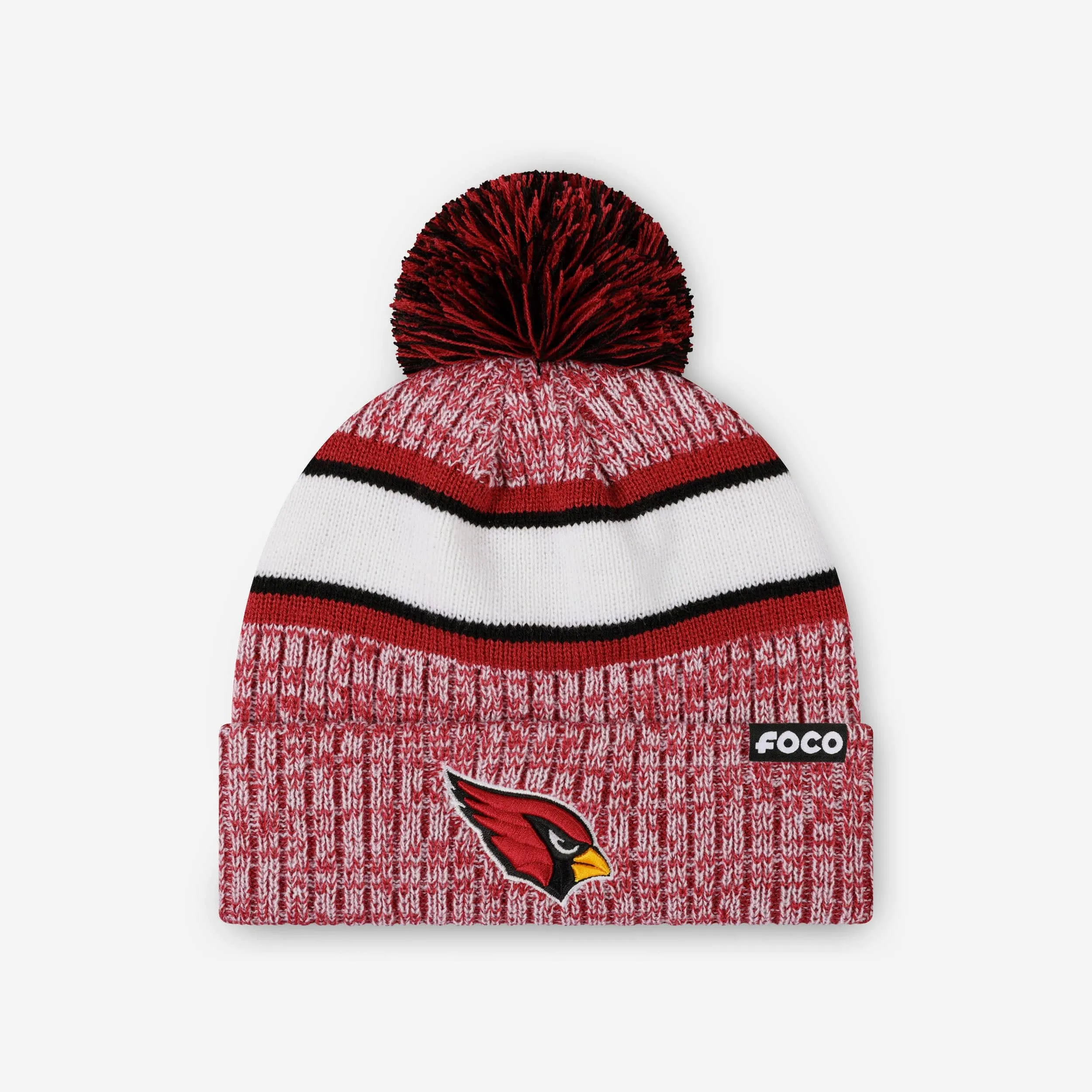 Arizona Cardinals Heather Team Stripe Lined Pom Beanie