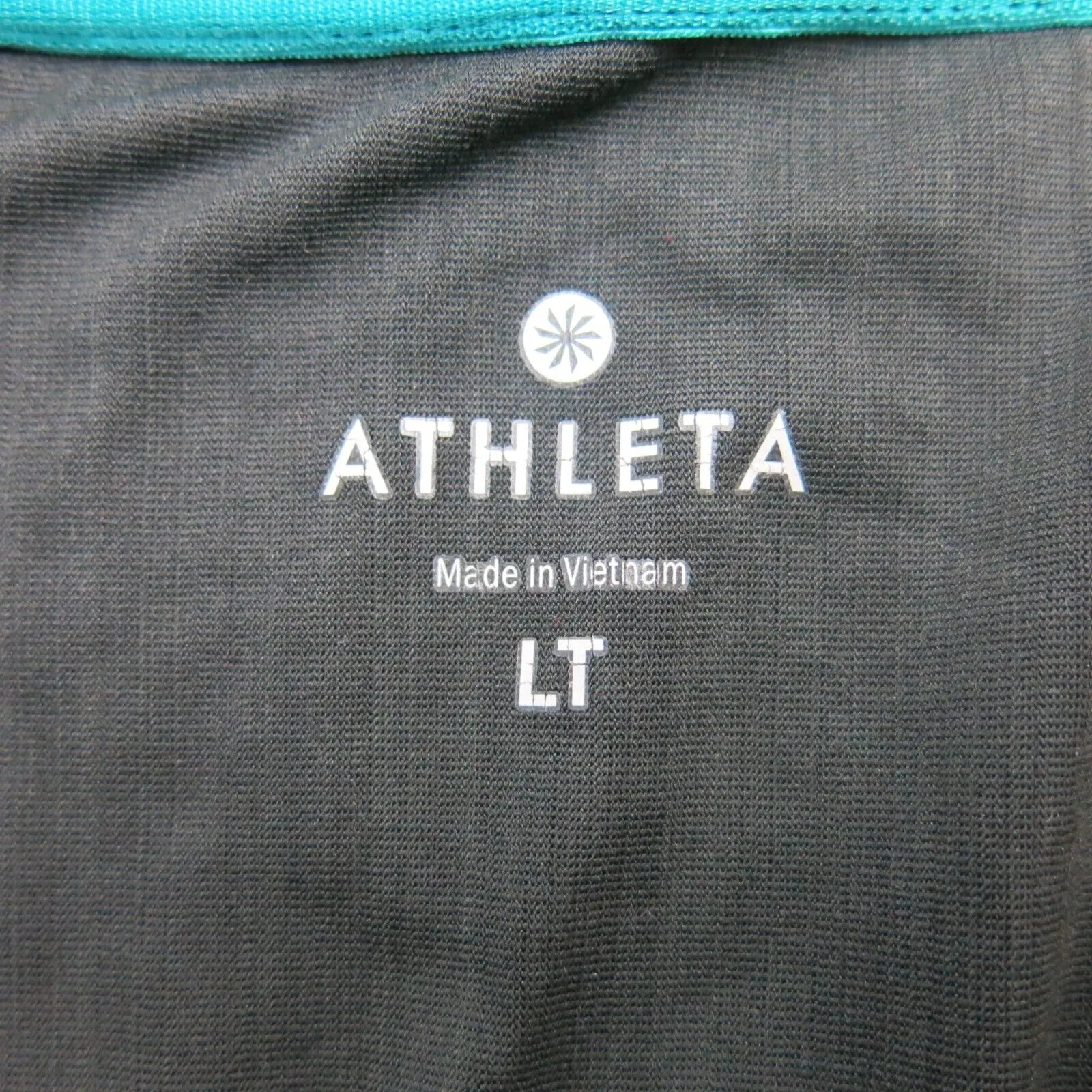 Athleta Womens Crew Neck T Shirt Top Cap Sleeve Logo Black Size LT