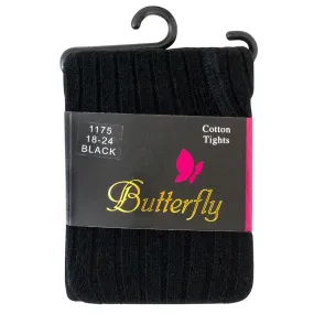 Babies Butterfly Ribbed Cotton Tights