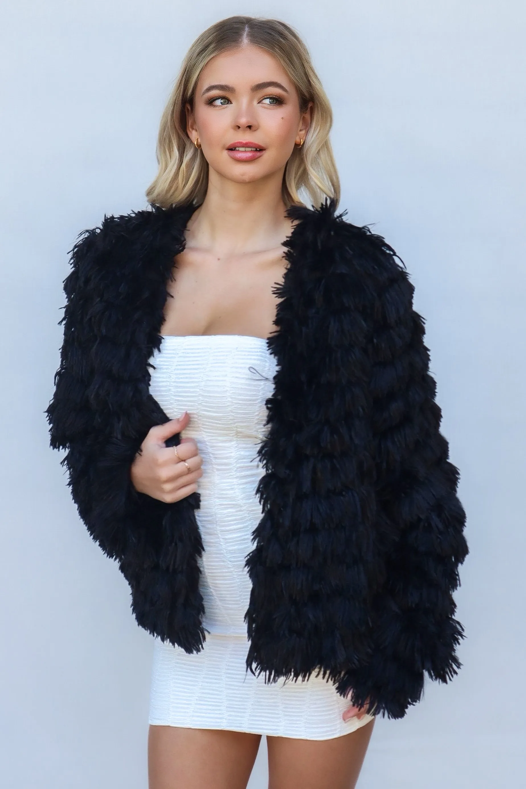 Bambi Faux Fur Jacket - Black