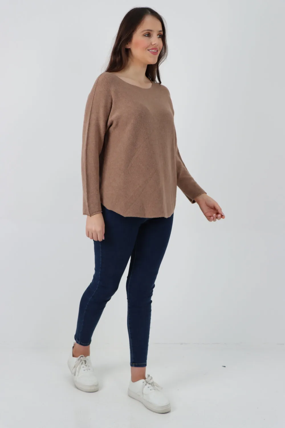 Basic Plain Knitted Jumper Top