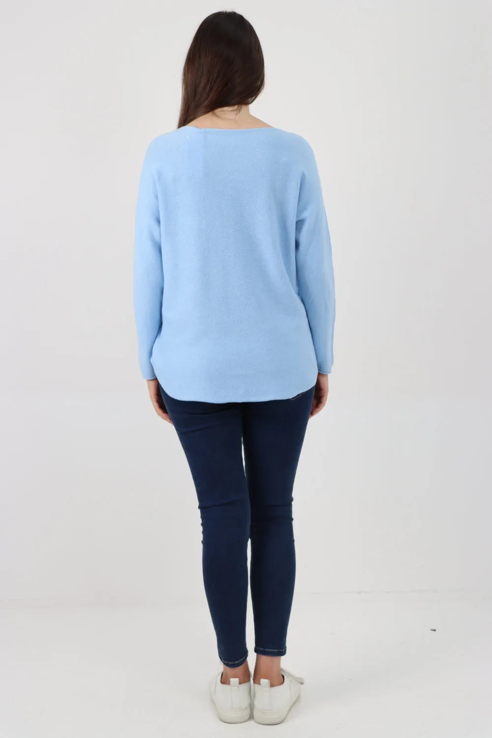 Basic Plain Knitted Jumper Top