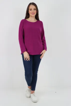 Basic Plain Knitted Jumper Top