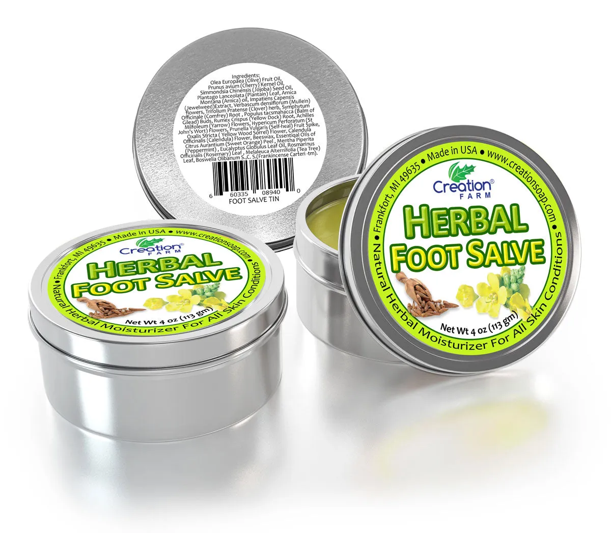 Best Foot Care Herbal Salve Large 4 oz Tin of Botanical Foot Balm Mejor cuidado de los pies