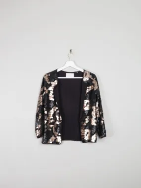 Black & Gold Sequin Cropped Jacket Xs/S