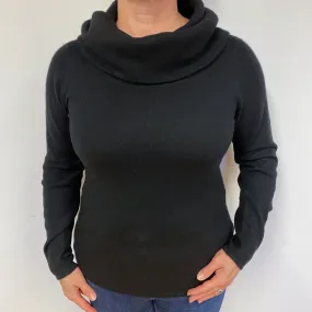 Black Cashmere Cowl Neck Jumper Large