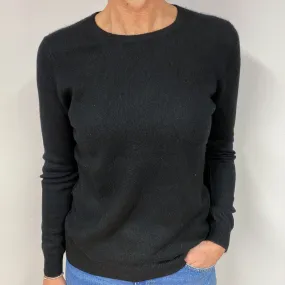 Black Cashmere Crew Neck Jumper Medium Slim