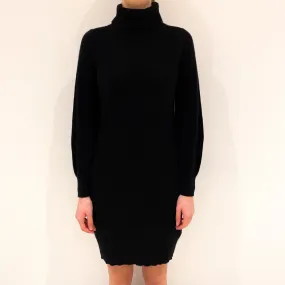 Black Cashmere Polo Neck Dress Extra Small