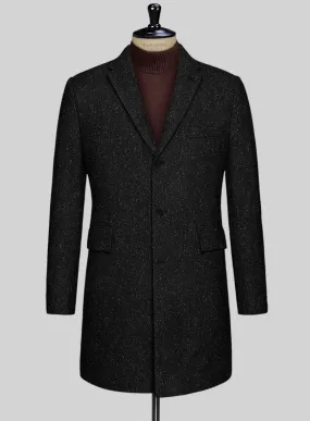 Black Flecks Donegal Tweed Overcoat