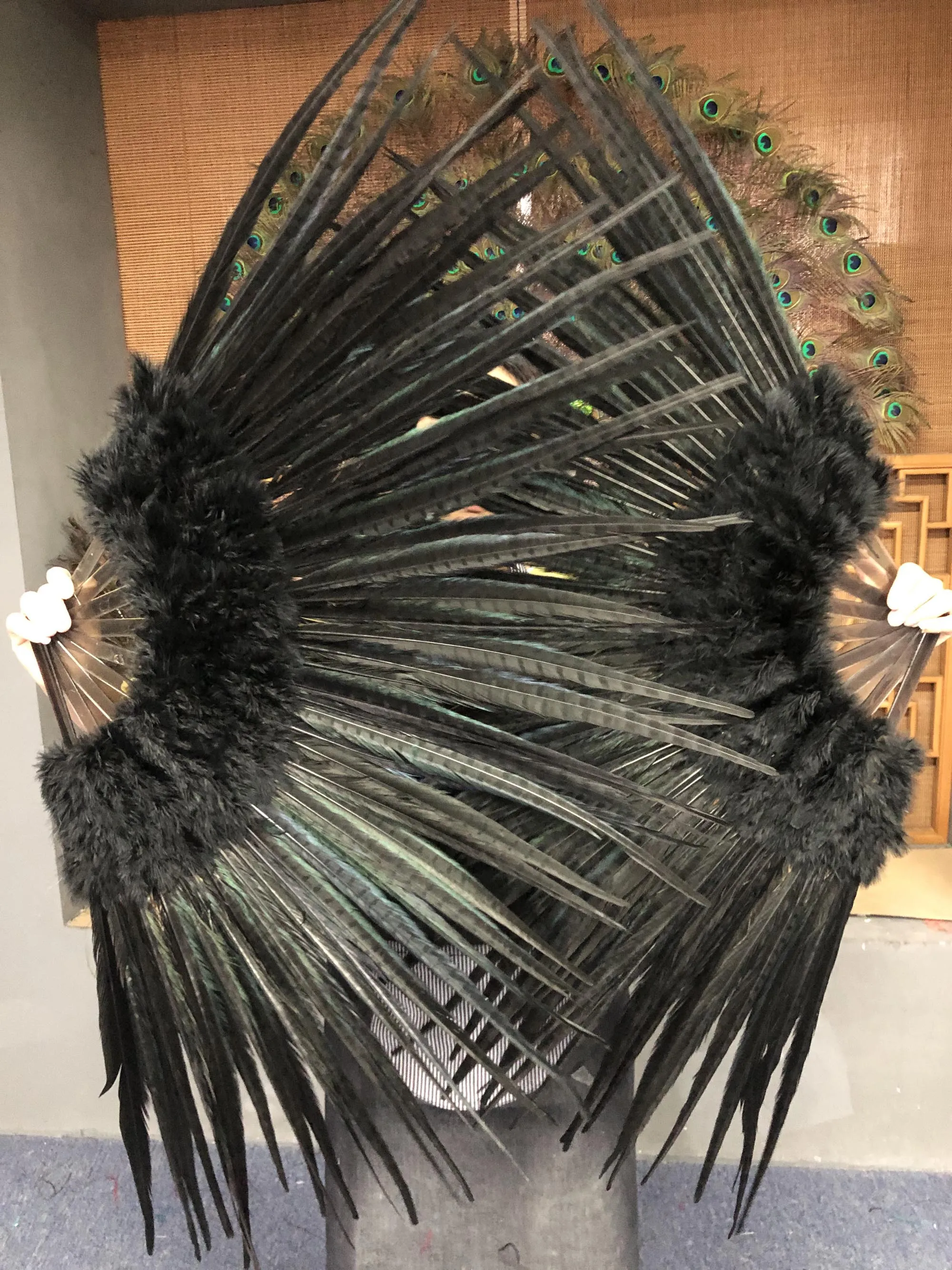 Black Marabou & Pheasant Feather Fan