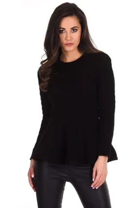 Black Peplum Knitted Jumper