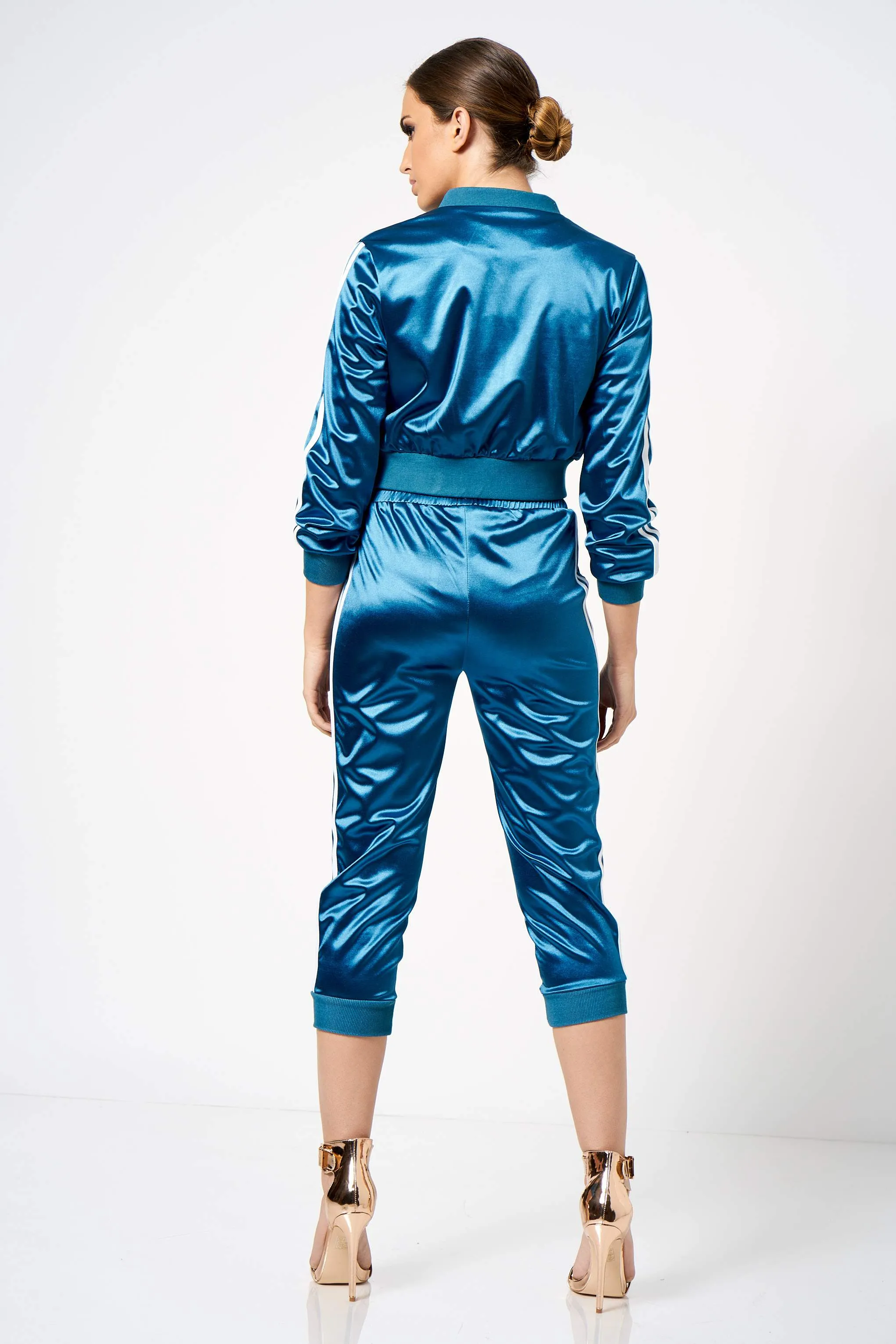 Blue Satin Co-Ord Tracksuit Jacket