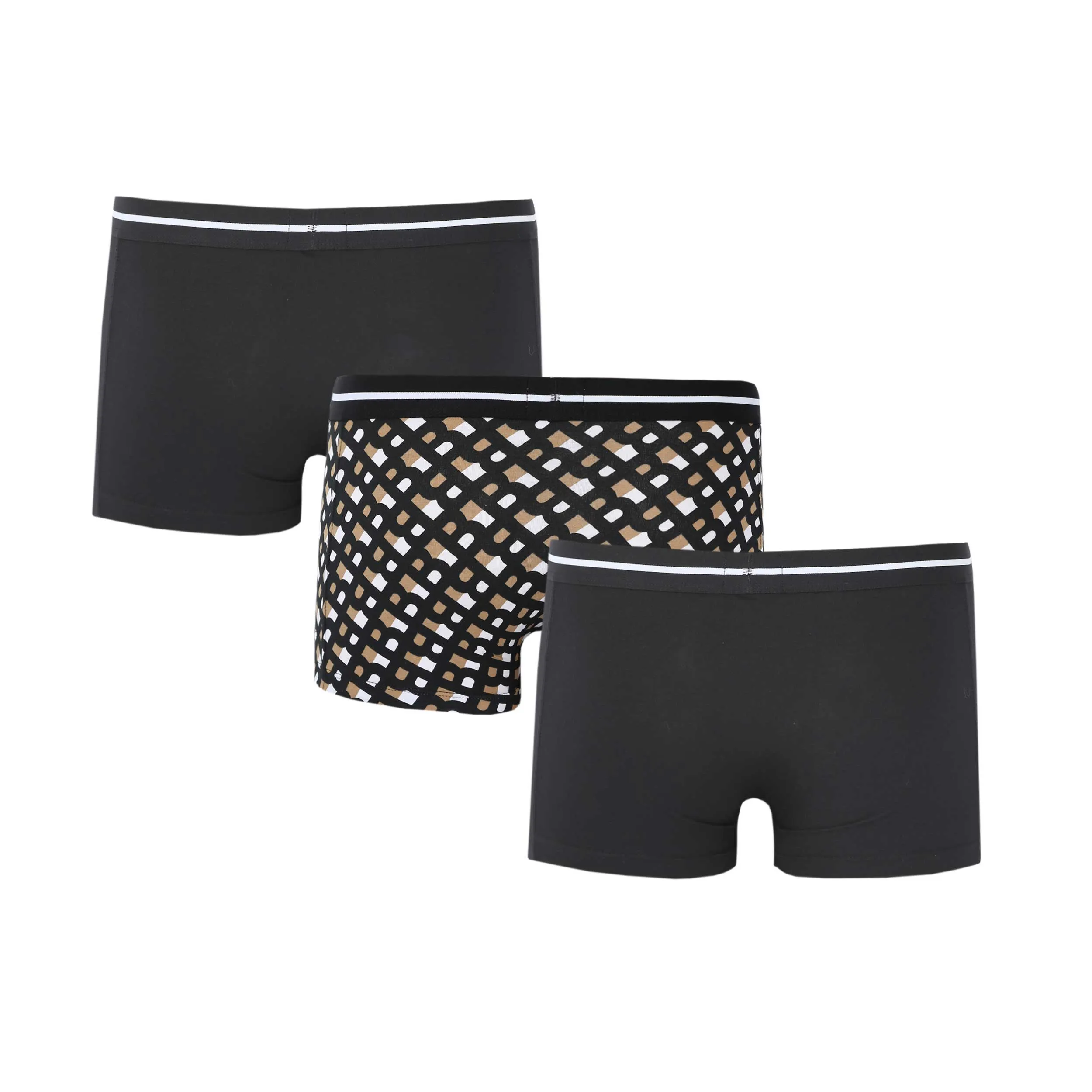 BOSS Trunk 3P Bold Design Underwear in Black with Gold