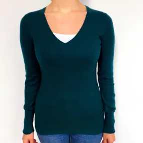 Bottle Green Cashmere V-Neck Jumper Small