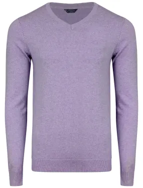 Bronze V-Neck Melange Jumper In Lilac - Kensington Eastside