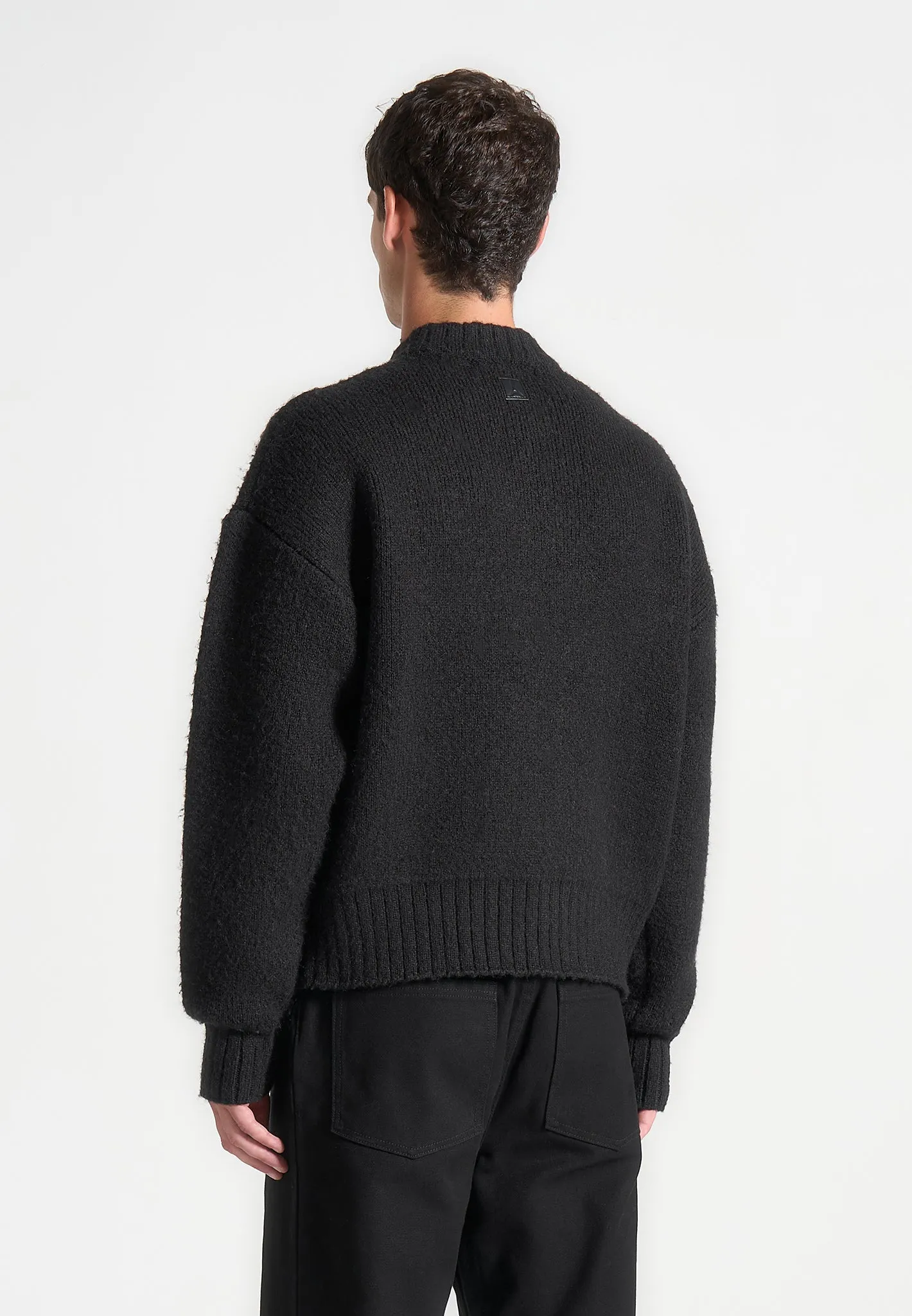 Brushed Wool Knit Jumper - Black