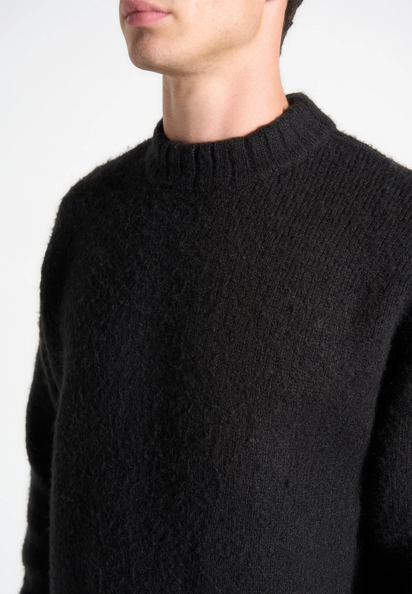 Brushed Wool Knit Jumper - Black