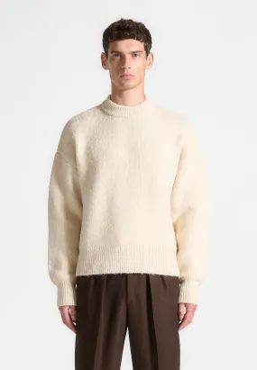 Brushed Wool Knit Jumper - Cream