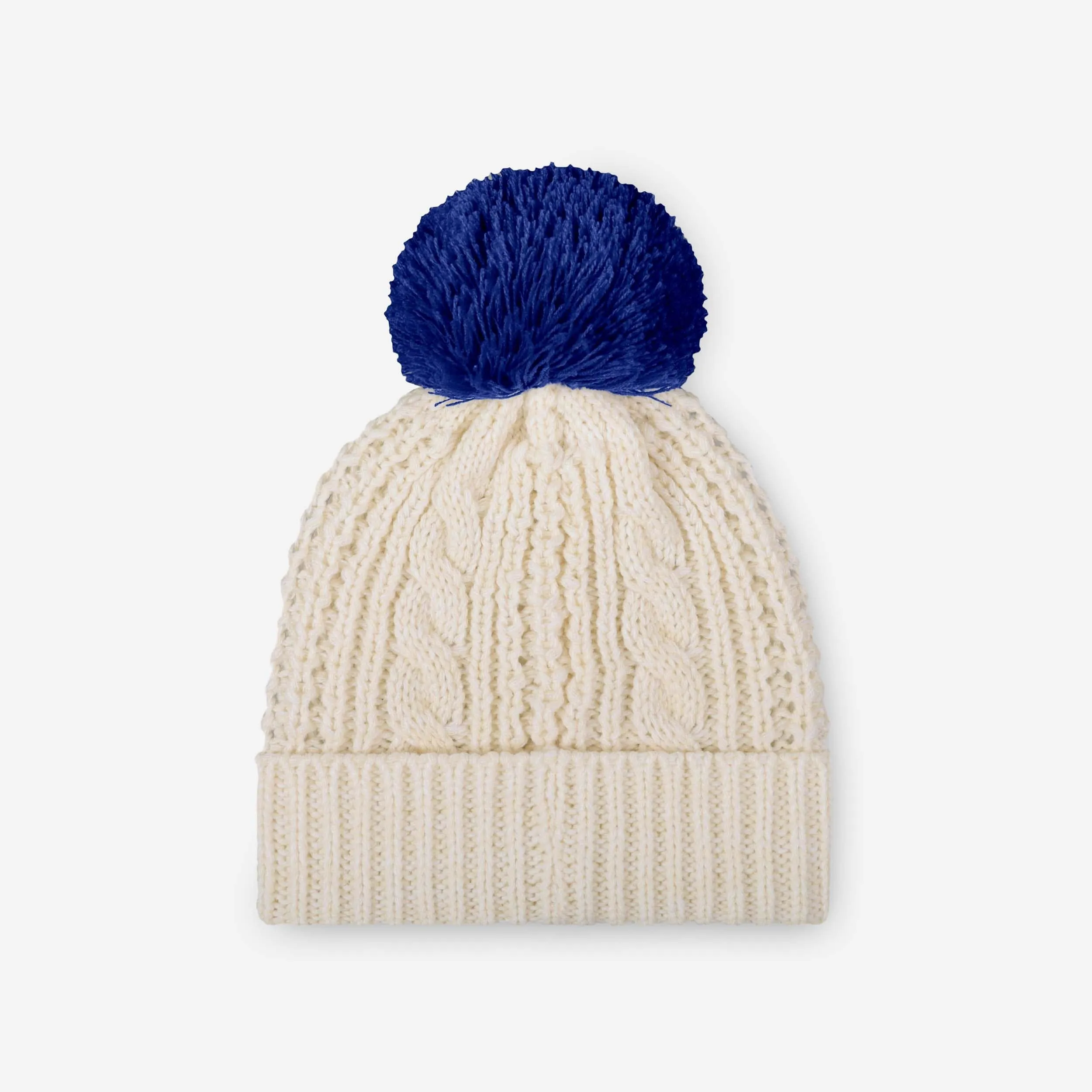 Buffalo Bills Womens Primary Logo White Cable Knit Pom Beanie