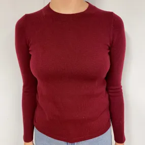 Burgundy Red Cashmere Crew Neck Jumper Small