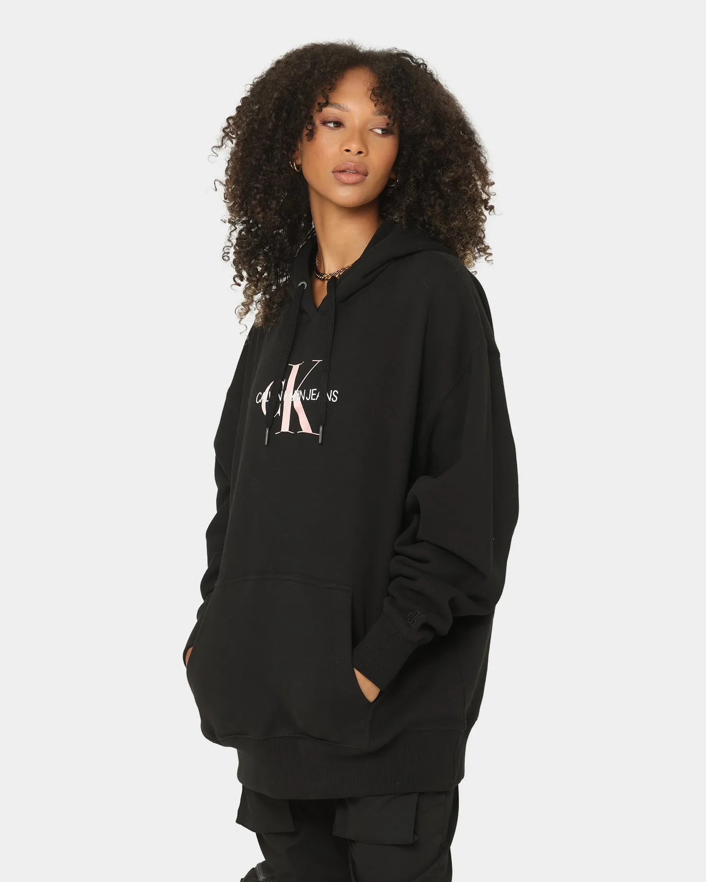 Calvin Klein Women's Mid Scale Monogram Hoodie Black