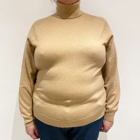 Caramel Brown Cashmere Polo Neck Jumper Extra Large