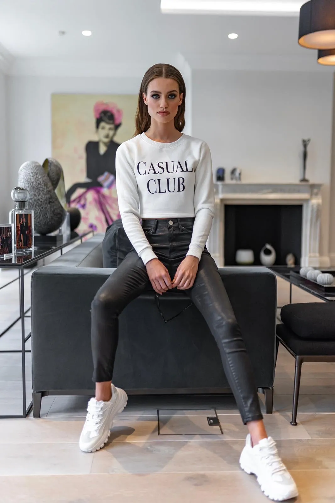 'CASUAL CLUB' ECRU CROP JUMPER - CT092