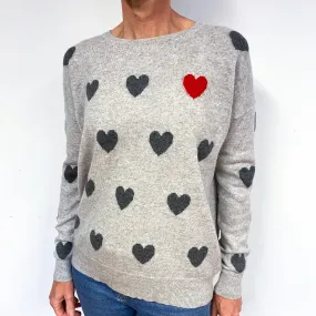 Christian Siriano Smoke Grey Love Heart Cashmere Crew Neck Jumper Medium