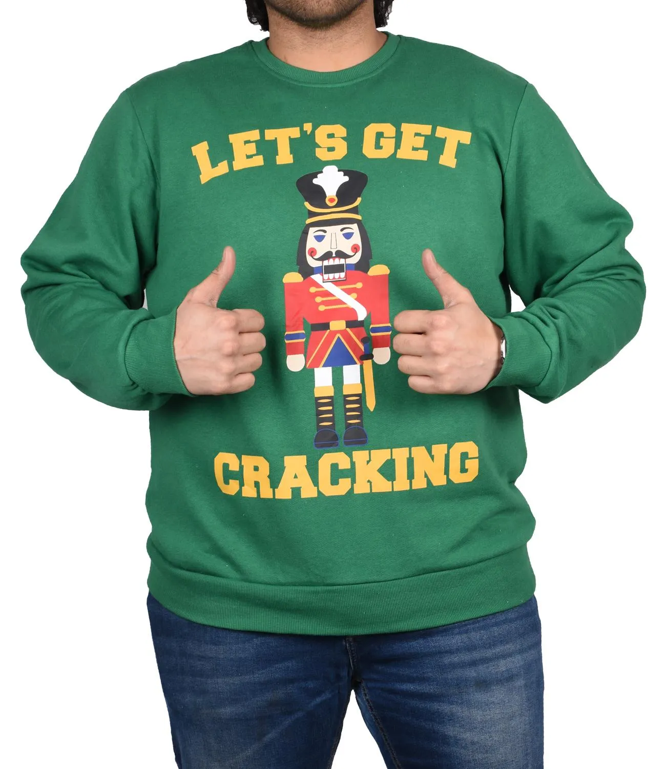 Christmas Fleece Jumper Sweatshirt Cracking