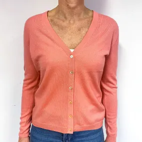 Coral Pink Cashmere V-Neck Cardigan Medium