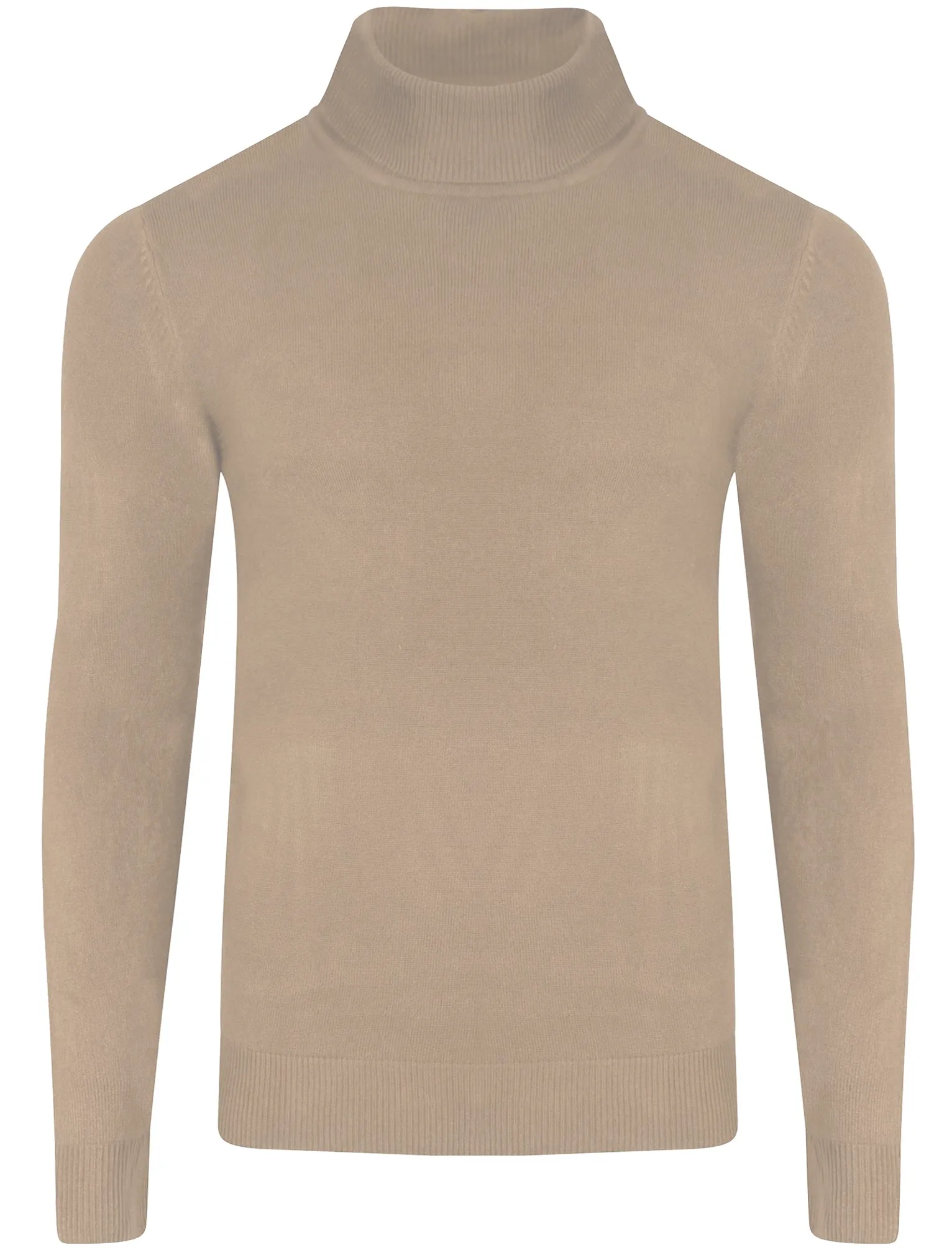 Craig Roll Neck Knitted Jumper in Stone - Kensington Eastside