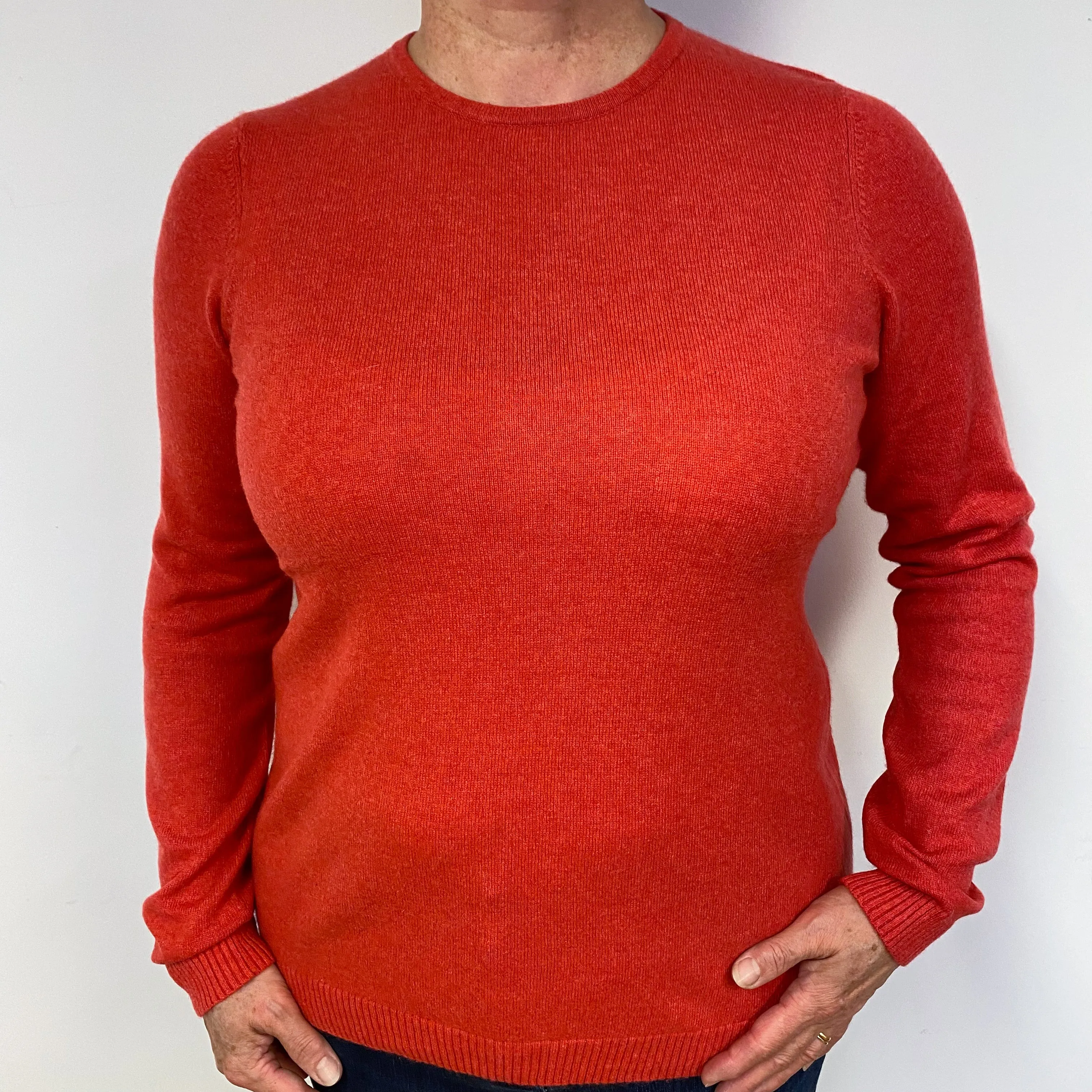 Cranberry Red Cashmere Crew Neck Jumper Large