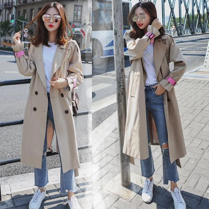 Double Breasted Hasp Lapel Long Overcoat Coat