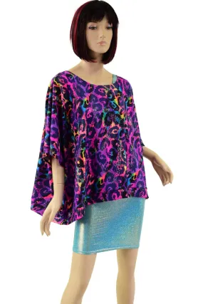 Drapey Pullover Poncho in Rainbow Leopard