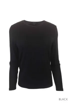 EBAS503.COLOUR.A-H MERINO JUMPER SATIN ELASTIC TRIM ROUND NECK