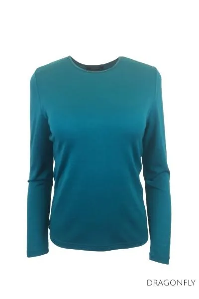 EBAS503.COLOUR.A-H MERINO JUMPER SATIN ELASTIC TRIM ROUND NECK