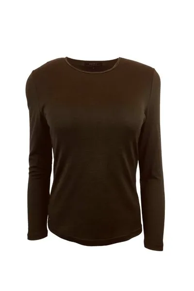 EBAS503.COLOUR.A-H MERINO JUMPER SATIN ELASTIC TRIM ROUND NECK