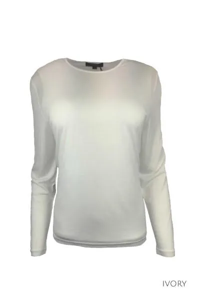 EBAS503.COLOUR.I-O MERINO JUMPER SATIN ELASTIC TRIM ROUND NECK