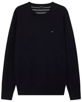 Eden Park Regular Wool and Cotton Crew Neck Jumper - Dark Blue