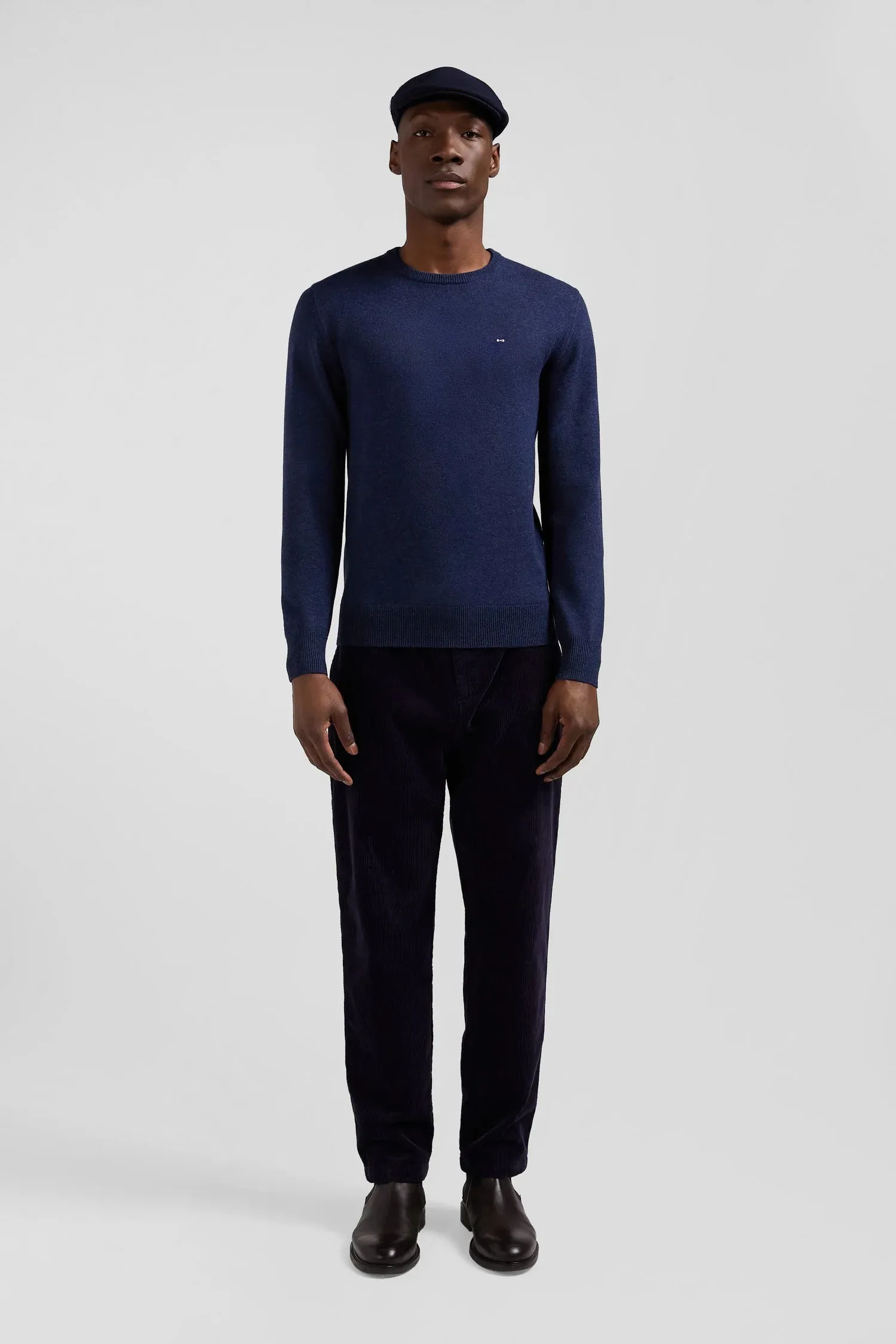 Eden Park Regular Wool and Cotton Crew Neck Jumper - Navy Blue