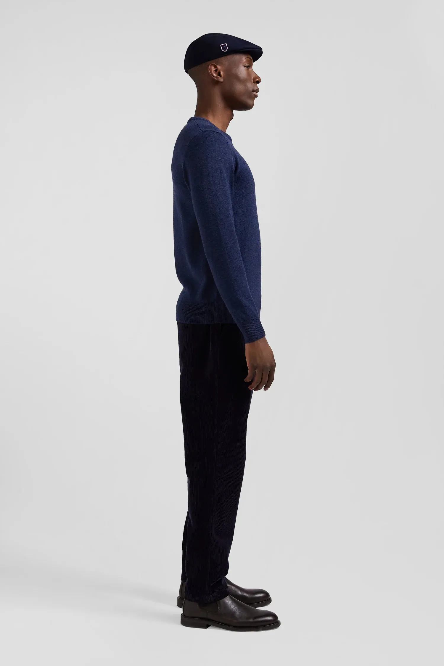 Eden Park Regular Wool and Cotton Crew Neck Jumper - Navy Blue