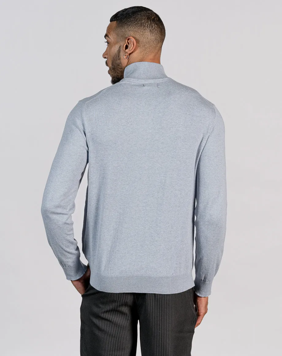 ESSENTIAL HALF ZIP KNITTED JUMPER - LIGHT BLUE