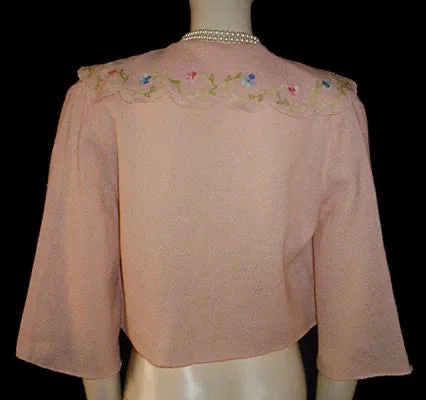 *EXQUISITE VINTAGE SAKS FIFTH AVENUE EMBROIDERED SPARKLING RHINESTONE SWEATER BED JACKET