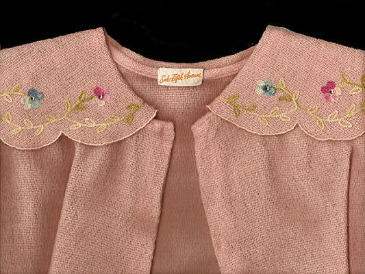 *EXQUISITE VINTAGE SAKS FIFTH AVENUE EMBROIDERED SPARKLING RHINESTONE SWEATER BED JACKET